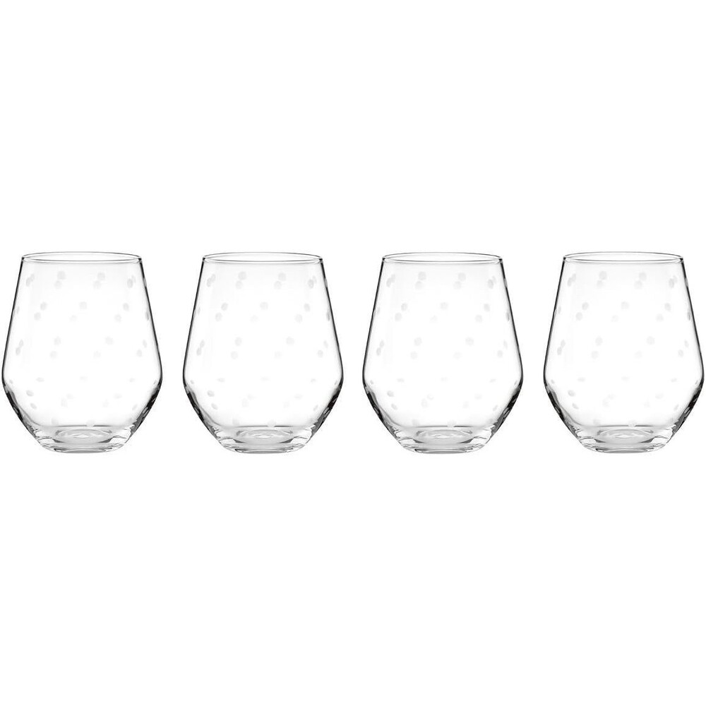 Set of 4 Kate Spade New York Larabee Dot stemless wine glasses. NWT in box